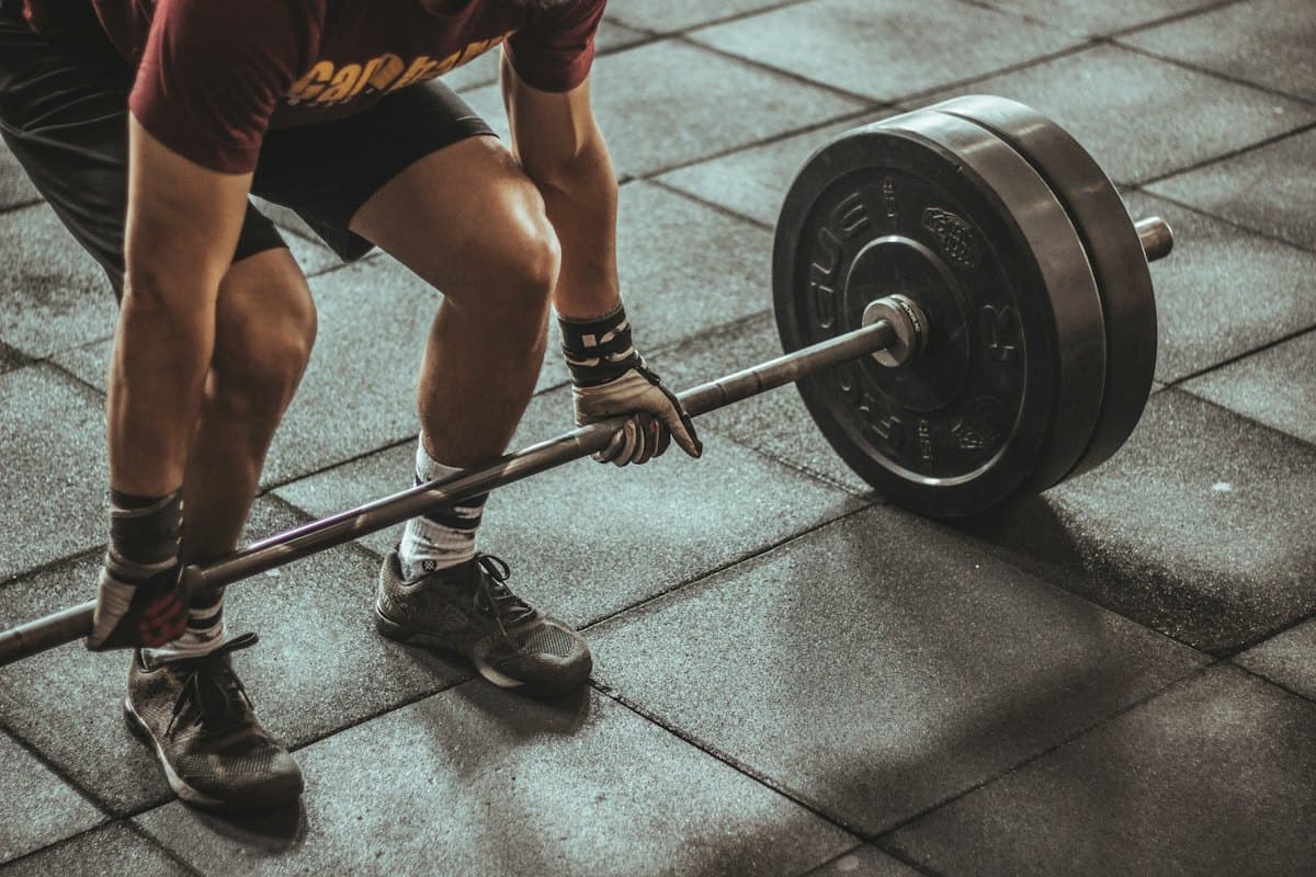 Person lifting a heavy barbell